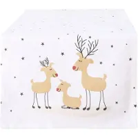 Boltze Katoenen Tafelrunner 140x40cm met Rendieren & Sterren - Kerstdecoratie