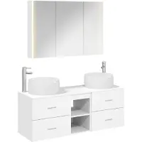 vidaXL Badkamermeubel Set 4 st Wit Bewerkt hout en glas