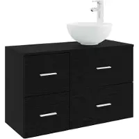 vidaXL Badkamermeubel Set 2 pcs Zwart eiken Bewerkt hout