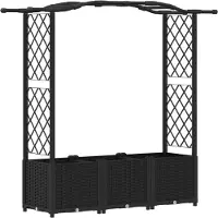 vidaXL Verhoogde plantenbak met klimrek en dak, zwart, 164 x 40 x 138 cm, PP
