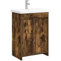 vidaXL Badkamermeubel Set Gerookt eiken 61 x 40 x 84,5 cm Bewerkt hout