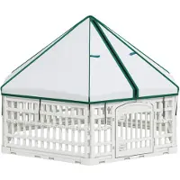 vidaXL 6 Paneel Honden speelruimte 122 x 106,5 x 82 cm Kunststof Wit