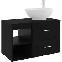 vidaXL Badkamermeubel Set 2 st Zwart eiken Bewerkt hout