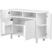 STILVORA Dressoir - 3D Reliëf Met Verstelbare Planken En Flessenvak - Voor Hal En Woonkamer - MDF - 120x38x77 Cm - Wit