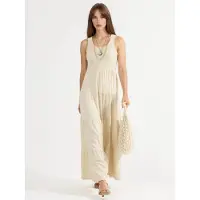 Busem Gestructureerde U-Hals Maxi-Jurk