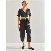 Bianco V-hals Cropped Jumpsuit met Strik