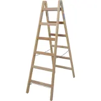Krause Dubbele trapladder, hout, 2 x 6 sporten