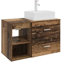 vidaXL Badkamermeubel Set 2 st Oud hout Bewerkt hout
