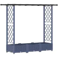 vidaXL Verhoogde plantenbak met klimrek en dak, grijs, 164 x 40 x 121 cm, PP
