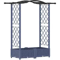vidaXL Verhoogd Bed met Trellis en Dak Grijs 124 x 40 x 123 cm PP