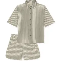 Schiesser Pyjama ' Selected Premium ' beige / olijfgroen / offwhite
