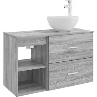 vidaXL Badkamerkast set, 2 stuks, grijs Sonoma, houtfineer