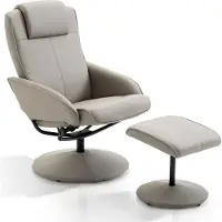 HOMCOM Relaxfauteuil met Voetensteun - 360 graden Draaibaar - Grijs