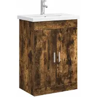 vidaXL Badkamermeubel Set Gerookt eiken 61 x 40 x 84,5 cm Bewerkt hout
