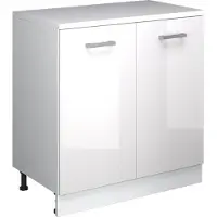 Vicco Keukenkast voor schuine wand R-Line, Wit Hoogglans, 80 cm zonder schuine kant met 2 deuren