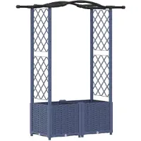 vidaXL Verhoogde plantenbak met klimrek en dak, grijs, 125 x 40 x 138 cm, PP