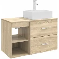 vidaXL Badkamermeubel Set 2 pcs Sonoma Eiken Bewerkt hout