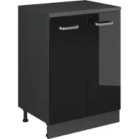 Vicco Keukenkast voor schuine wand R-Line, Zwart hoogglans, 60 cm zonder schuine kant met 2 deuren