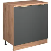 Vicco Keukenkast voor schuine wand R-Line, Antraciet-goud, 80 cm zonder schuine kant met 2 deuren