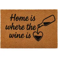 HEM Deurmat Home Is Where The Wine Is – Kokosmat 59x39 cm – Antislip PVC Onderzijde – Wijn Thema – Entree Mat – Inclusief Microvezeldoekje