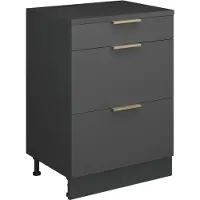 Vicco Keukenkast voor schuine wand R-Line, Antraciet-goud, 60 cm zonder schuine kant met 3 lades