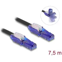 DeLOCK - Netwerkkabel - RJ-45 (M) met 180° scharnier naar RJ-45 (M) met 180° scharnier - 7,5 m - 6 mm - UTP - CAT 6 - halogenvrij - Zwart