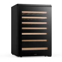 Klarstein Bevora wijnkoelkast 48 flessen – Vrijstaande wijnkoeler, touch control, 4-18 °C, deur met uv-glas, ledverlichting, houten schappen