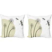 Abakuhaus Libellen Kussensloopset (2 stuks), Paardenbloem Lente Kunst, 50 cm, Bruin Legergroen