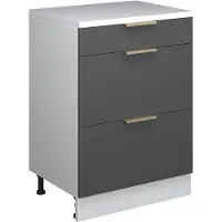 Vicco Keukenkast voor schuine wand R-Line, Antraciet-goud, 60 cm zonder schuine kant met 3 lades