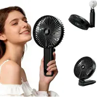 VHV - Handventilator - Tafelventilator met Grote Bladen 15 cm - Opvouwbaar 180° - 5 Snelheden - LED Display - USB Oplaadbaar - Draagbare Ventilator voor Reizen, Kantoor en Camping