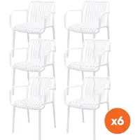 Van der Garde Tuinmeubelen Set van 6 - Stripe stapelbare tuinstoelen - Wit