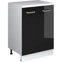 Vicco Keukenkast voor schuine wand R-Line, Zwart hoogglans, 60 cm zonder schuine kant met 2 deuren