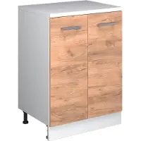 Vicco Keukenkast voor schuine wand R-Line, Goudkleurig Eiken, 60 cm zonder schuine kant met 2 deuren