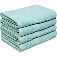 DoubleDry Popcorn Weave Handdoeken 70x140 cm - Set van 4 - 100% Katoen 450 g/m2 - OEKO-TEX Made in Green - Mint