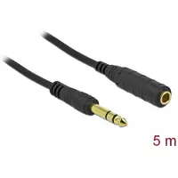 DeLOCK Stereo Jack Extension Cable 6.35 mm 3 pin male to female 5 m black