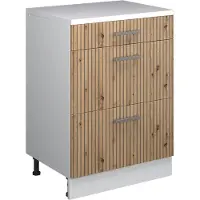 Vicco Keukenkast voor schuine wand R-Line, Artisanaal eiken, 60 cm zonder schuine kant met 3 lades