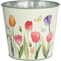 Ottosimon bloempot zink buiten kleurrijk rond 13,3 cm decoratie.