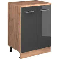 Vicco Keukenkast voor schuine wand R-Line, Antraciet Hoogglans, 60 cm zonder schuine kant met 2 deuren