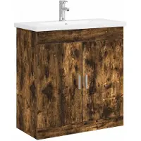 vidaXL Badkamermeubel Set Gerookt eiken 81 x 40 x 84,5 cm Bewerkt hout