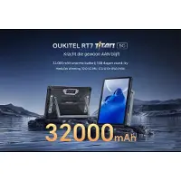 Oukitel RT7 Titan 5G Robuuste Tablet - 32000mAh Batterij - 12GB +512GB - IP68/IP69K Waterdicht Schokbestendig - Dimensity 7050 Octa‑Core - Nachtvisiecamera voor Buitenwerk Industrie Avontuur