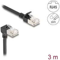 DeLOCK - Netwerkkabel - RJ-45 (M) naar afgeschuinde RJ-45 (M) - 3 meter - 4,5 mm - S/FTP - CAT 6a - halogenvrij, zonder haak - zwart