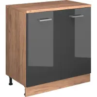 Vicco Keukenkast voor schuine wand R-Line, Antraciet Hoogglans, 80 cm zonder schuine kant met 2 deuren