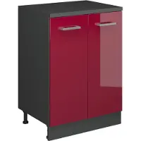 Vicco Keukenkast voor schuine wand R-Line, Rode hoogglans, 60 cm zonder schuine kant met 2 deuren