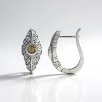Cavill - Gouden Oorbellen - 14k Witgoud - Champagne Diamant I2 0,45ct & SI2 Witte Diamanten 0,28ct - Elegante Luxe Oorbellen Dames 19mm