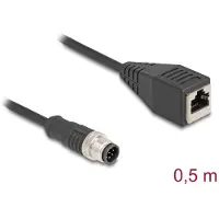 DeLOCK M12 Cable A-coded 8 pin male to RJ45 female PVC 0.5 m
