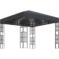 vidaXL Prieel met LED-lichtslinger 3x3 m antracietkleurig