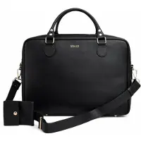 Solier Leren dames laptoptas 59x39x37 cm elegante zakelijke tas van echt leer