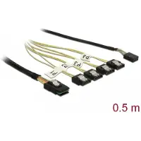 DeLOCK Cable Mini SAS SFF-8087 > 4 x SATA 7 pin + Sideband 0.5 m metal