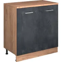 Vicco Keukenkast voor schuine wand R-Line, Zwart beton, 80 cm zonder schuine kant met 2 deuren