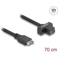 DeLOCK USB 10 Gbps kabel, Type-E (sleutel A, 20-polige connector) naar USB Type-C (vrouwelijke connector), voor inbouw, 70 cm